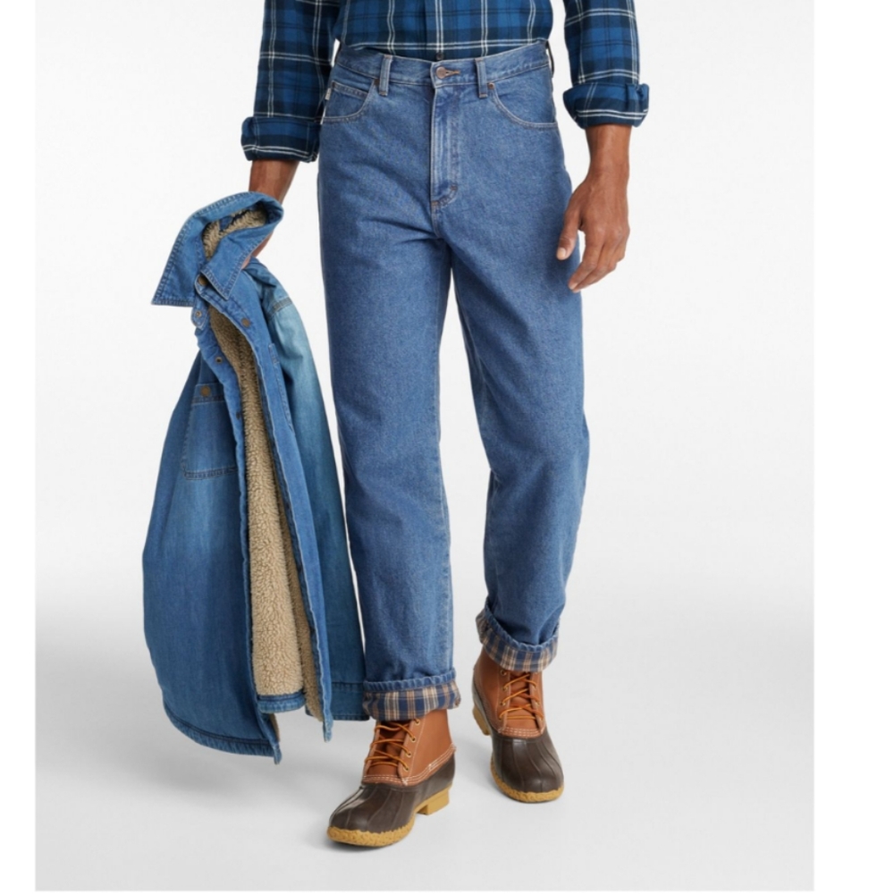 L.L. Bean Men's 100% Cotton Lined Light Denim Relaxed Fit Jeans, 42 x 34